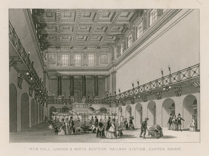 Neue Halle, London und North Western Railway Station, Euston Square, London von English School