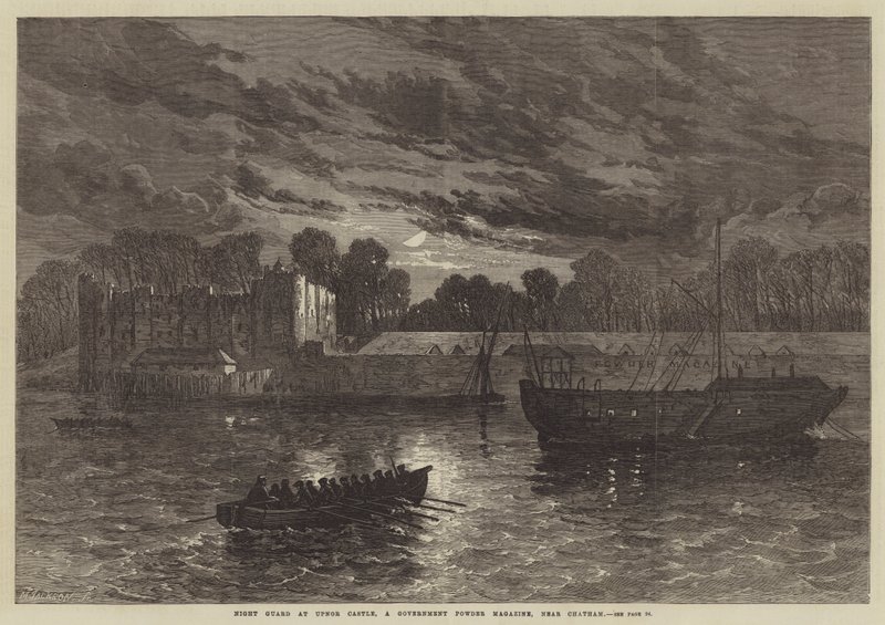 Nachtwache am Upnor Castle, einem staatlichen Pulvermagazin in der Nähe von Chatham von English School