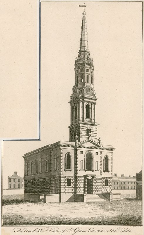 Nordwestansicht der St Giles Kirche in the Fields, London von English School