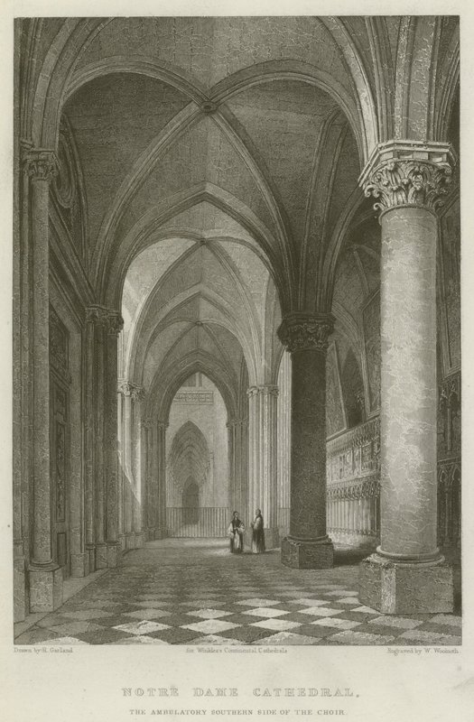 Kathedrale Notre Dame, Der Chorumgang auf der Südseite (Stich) von English School