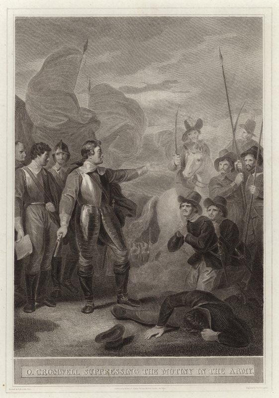Oliver Cromwell unterdrückt die Meuterei in der Armee von English School