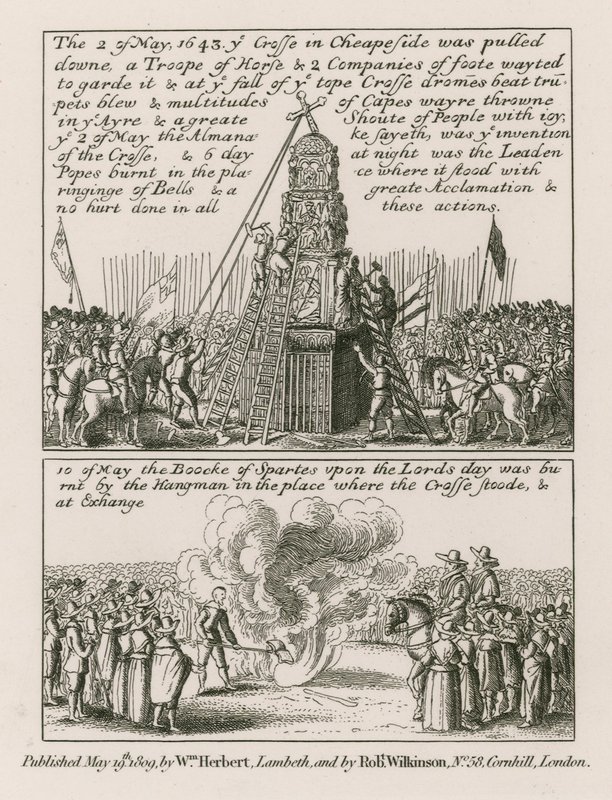 Am 2. Mai 1643 wurde das Kreuz in Cheapside, London, abgerissen von English School