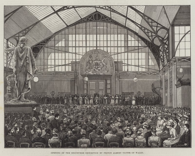 Eröffnung der Edinburgh-Ausstellung durch Prinz Albert Victor von Wales (Stich) von English School