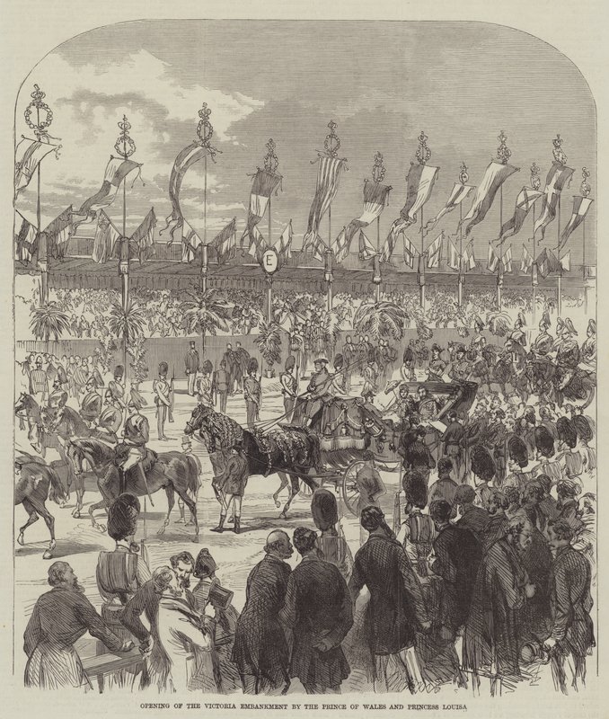 Eröffnung des Victoria Embankment durch den Prinzen von Wales und Prinzessin Louisa von English School
