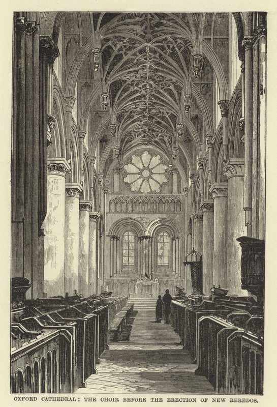 Oxford Kathedrale, der Chor vor der Errichtung des neuen Reredos von English School