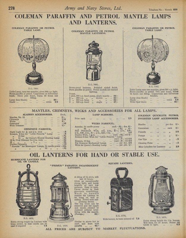Seite aus dem Army and Navy Stores Katalog von English School