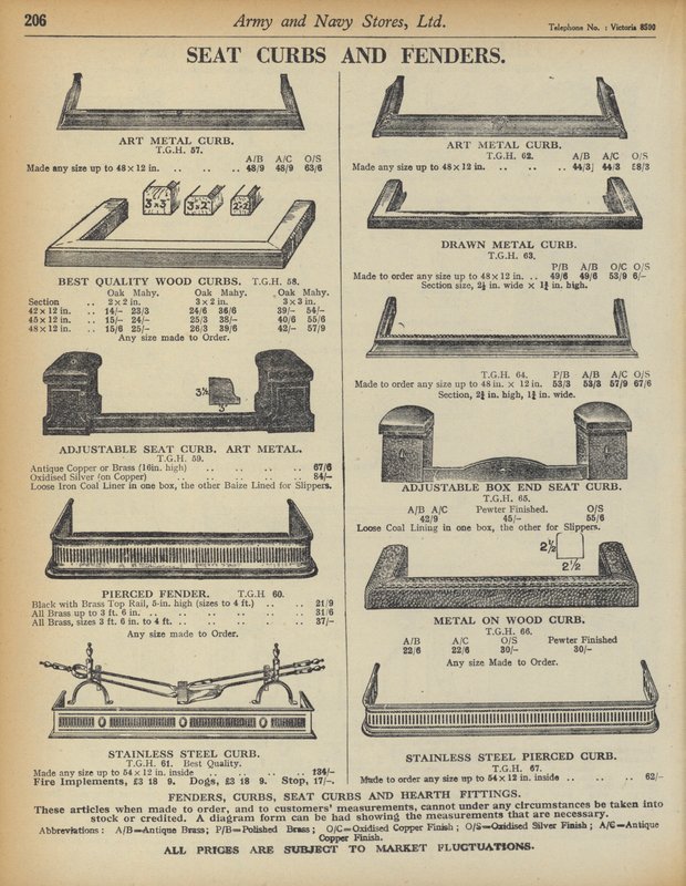 Seite aus dem Army and Navy Stores Katalog von English School
