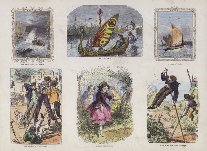 Seite aus dem Attraktiven Bilderbuch (farbige Gravur) von English School