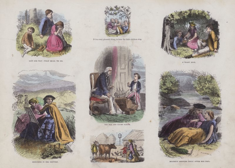 Seite aus dem attraktiven Bilderbuch (kolorierte Gravur) von English School