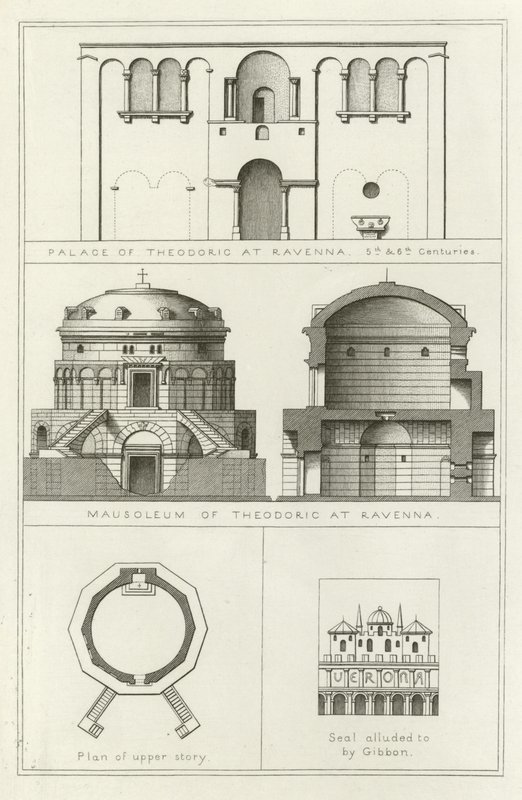 Palast und Mausoleum von Theoderich in Ravenna, Italien, 5. und 6. Jahrhundert von English School