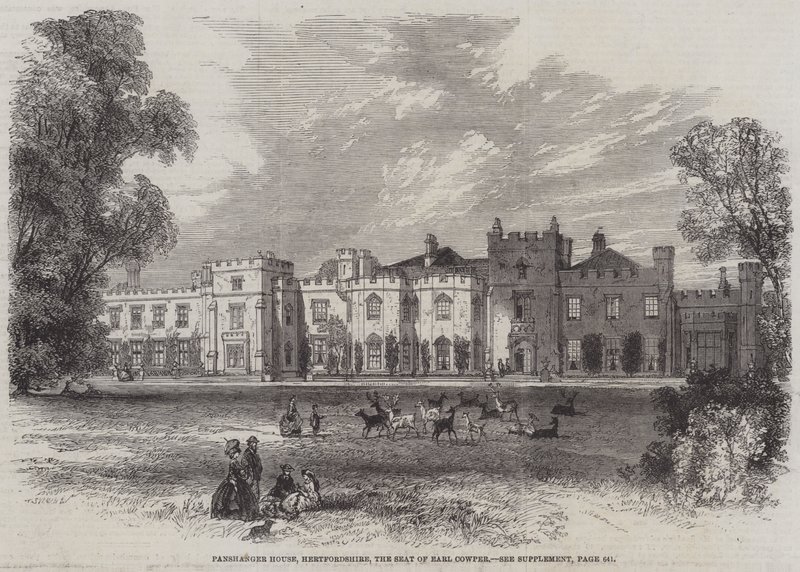 Panshanger House, Hertfordshire, der Sitz von Earl Cowper (Gravur) von English School