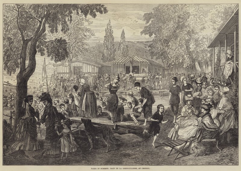Paris im Sommer, Bain de la Grenouillere, bei Croissy von English School