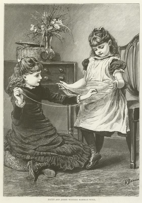 Patty und Jessie wickeln Mamas Wolle auf von English School