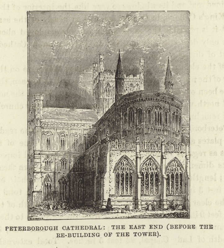 Peterborough Kathedrale, das Ostende (vor dem Wiederaufbau des Turms) von English School