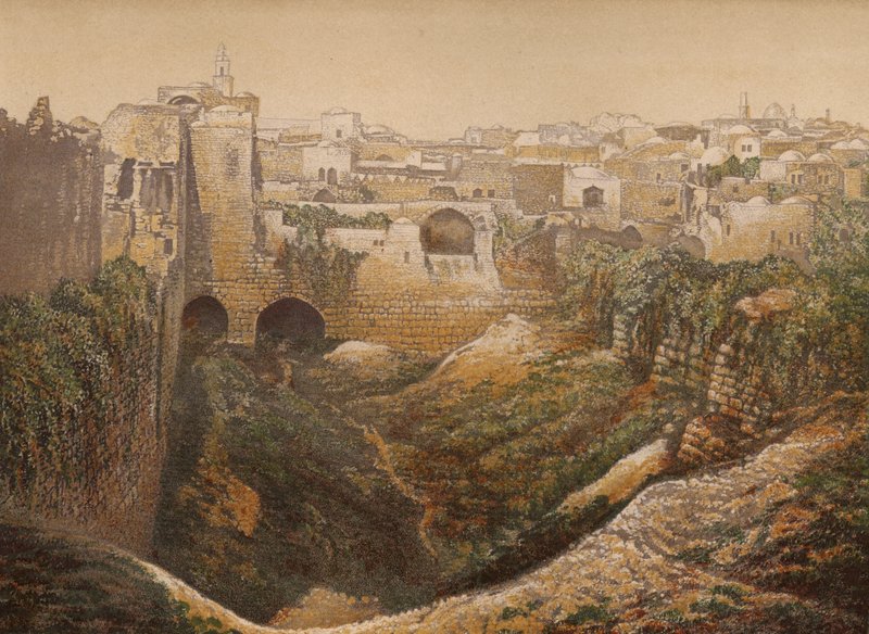 Orte in der Bibel: Der Teich Bethesda (Chromolithografie) von English School