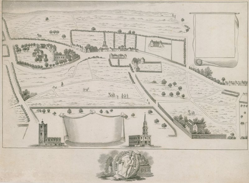 Plan der nordwestlichen Vororte von London um St Giles in the Fields von English School