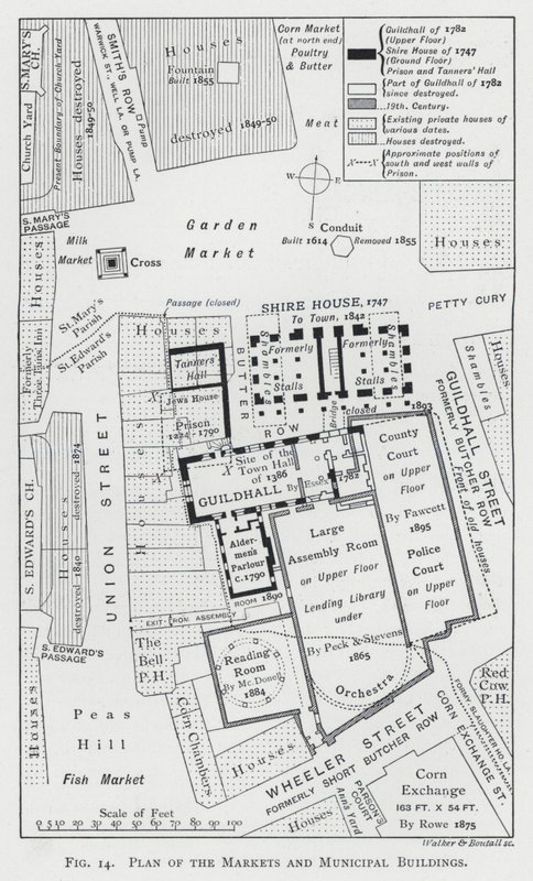 Plan der Märkte und kommunalen Gebäude (Gravur) von English School
