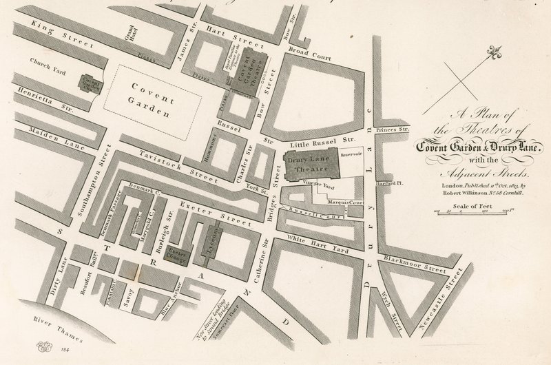 Plan der Theater von Covent Garden, London von English School