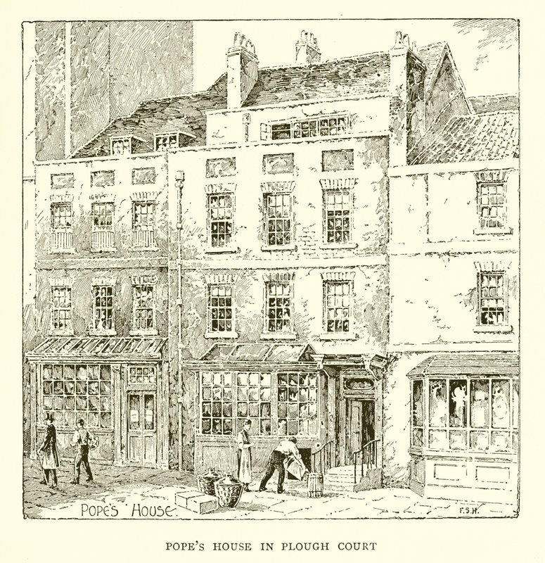 Haus des Papstes in Plough Court (Stich) von English School