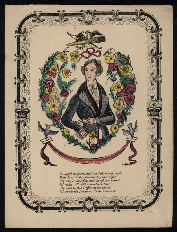 Porträt eines gutaussehenden Mannes, Valentinsgedicht von English School
