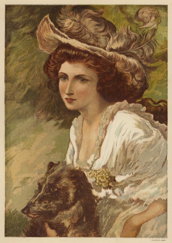 Porträt einer jungen Frau mit einem Hund von English School