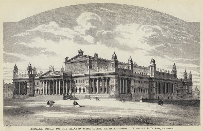 Prämiertes Design für die vorgeschlagenen Assize Courts, Brüssel von English School