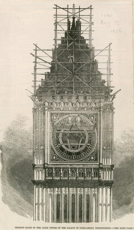 Der gegenwärtige Zustand des Clock Tower des Palasts von Westminster von English School
