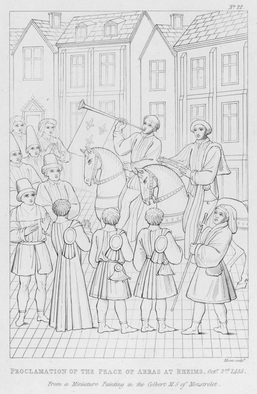 Proklamation des Friedens von Arras in Reims, 2. Oktober 1435 (Gravur) von English School