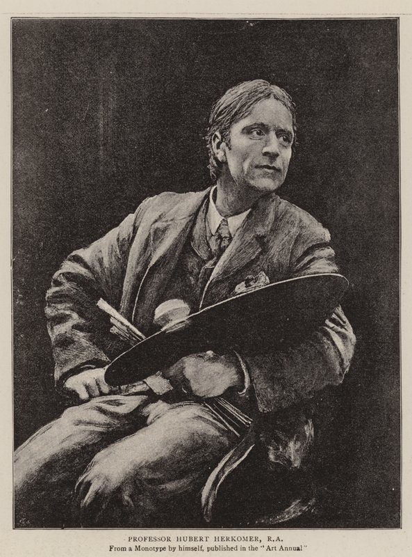 Professor Hubert Herkomer, RA (Lithografie) von English School