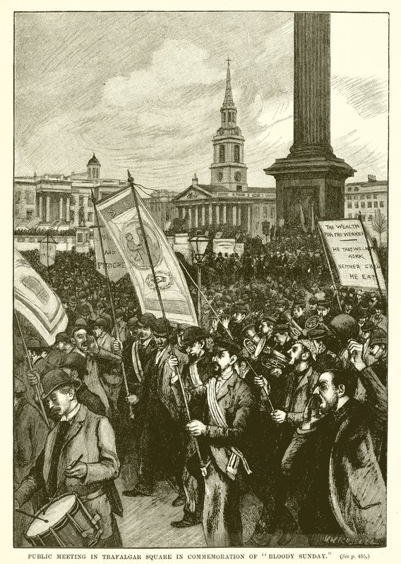 Öffentliche Versammlung auf dem Trafalgar Square zur Erinnerung an den Blutsonntag von English School