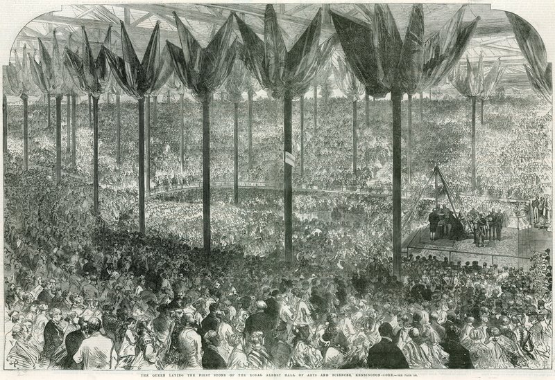 Königin Victoria legt den ersten Stein der Royal Albert Hall von English School