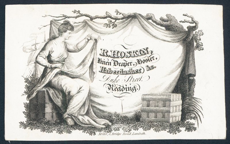 R Hoskin, Leinenhändler, Strumpfhändler, Kurzwarenhändler, Visitenkarte von English School