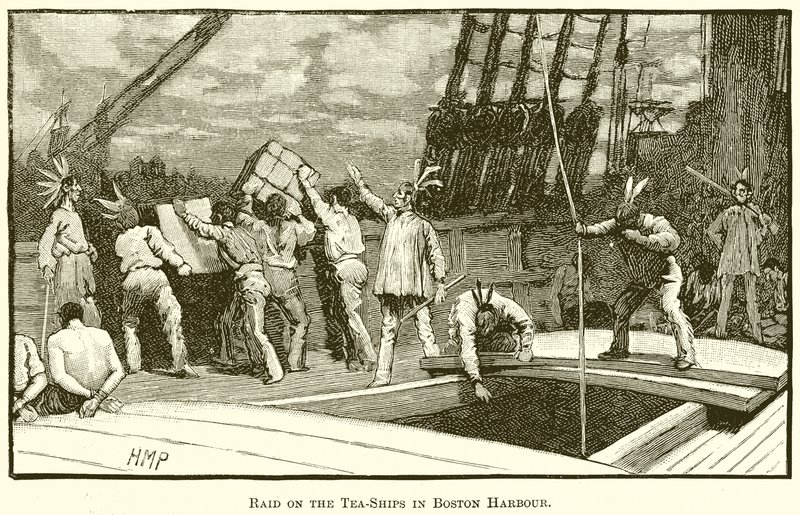 Überfall auf die Teeschiffe im Hafen von Boston von English School