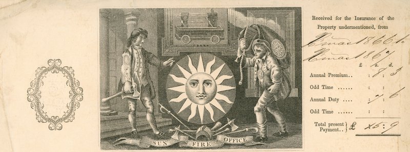 Quittung für die Zahlung der Versicherung vom Sun Fire Office, London von English School