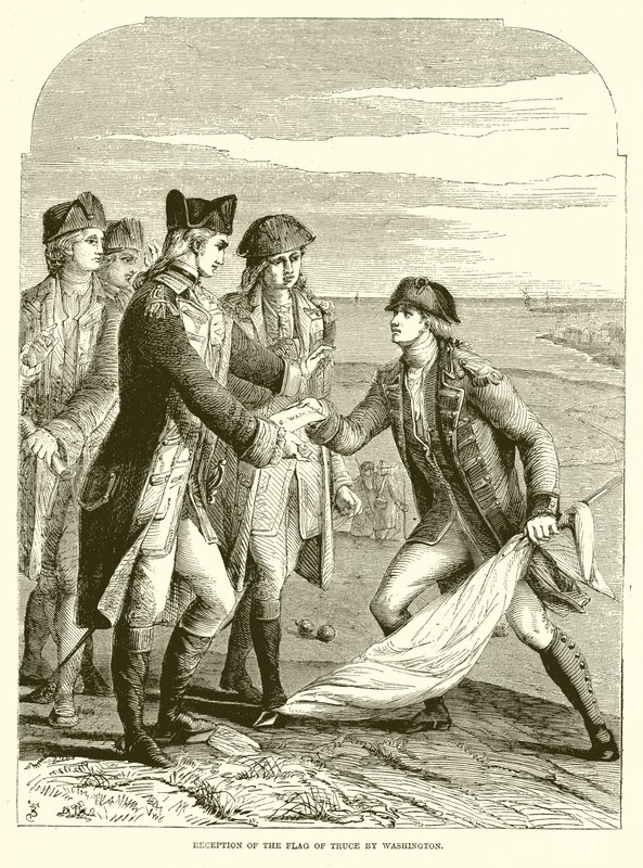 Empfang der Waffenstillstandsflagge durch Washington von English School