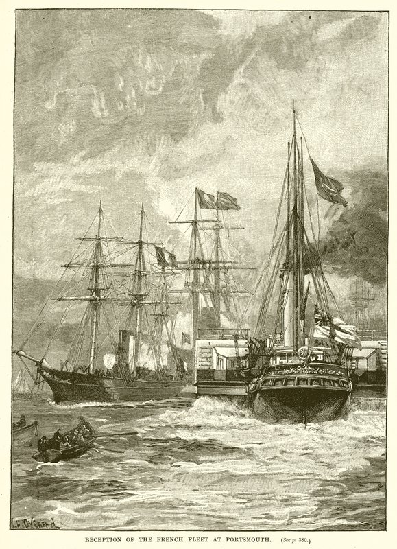 Empfang der französischen Flotte in Portsmouth von English School