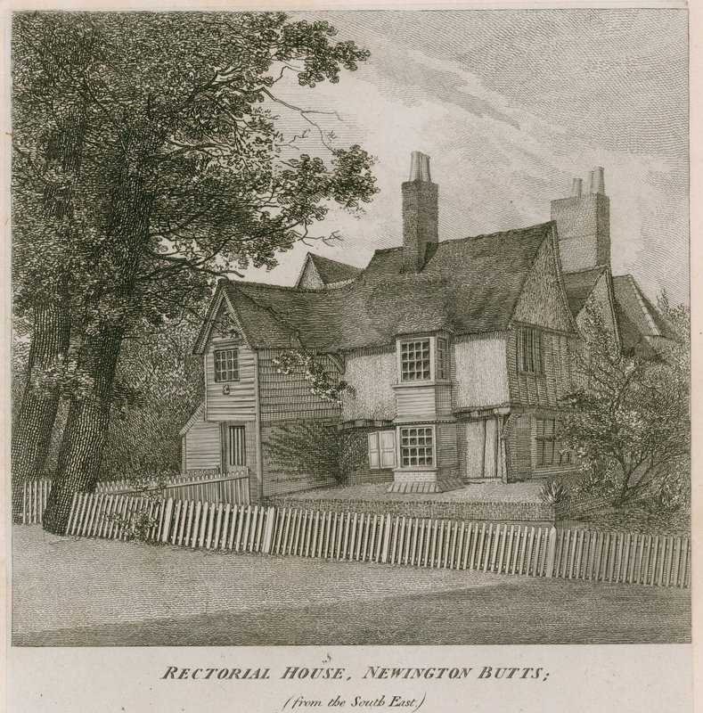 Rektoratsgebäude in Newington Butts, Southwark, London, von Südosten von English School