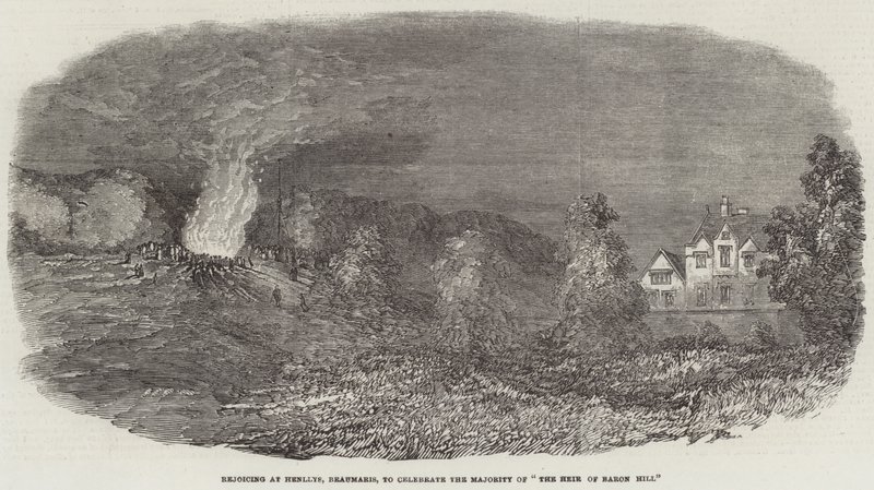 Freudenfeier in Henllys, Beaumaris, zur Feier der Volljährigkeit des "Erben von Baron Hill" (Gravur) von English School