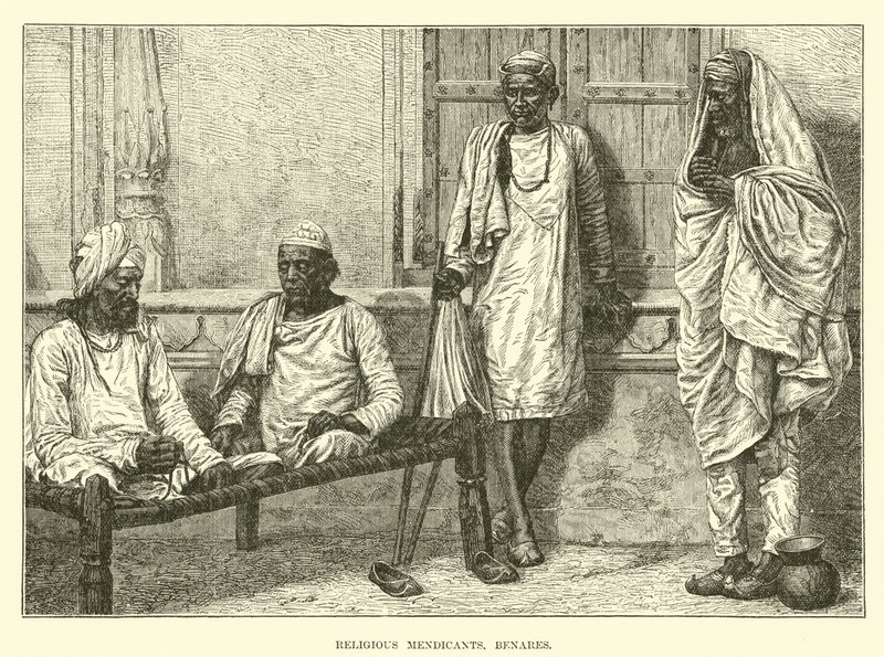Religiöse Bettler, Benares von English School