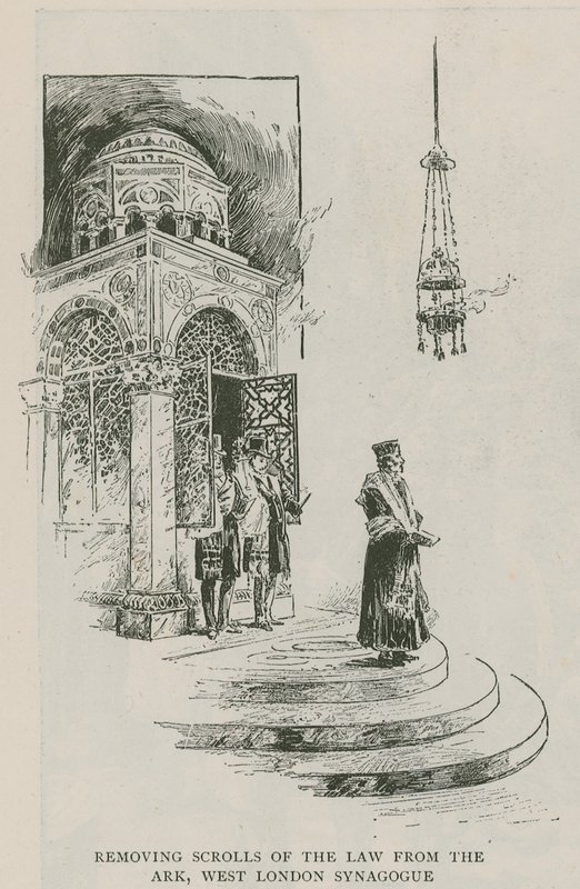Entfernen der Gesetzesrollen aus der Lade, West London Synagogue von English School