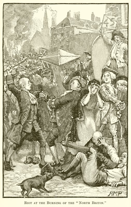 Aufruhr bei der Verbrennung des North Briton von English School