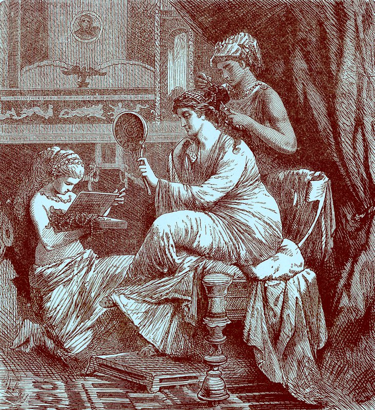 Römische Dame bei ihrer Toilette, Illustration aus Die Illustrierte Geschichte der Welt, veröffentlicht um 1880 von English School