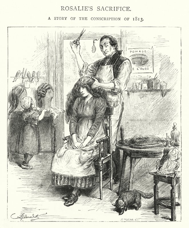 Rosalies Opfer, Eine Geschichte der Konskription von 1813 (Gravur) von English School