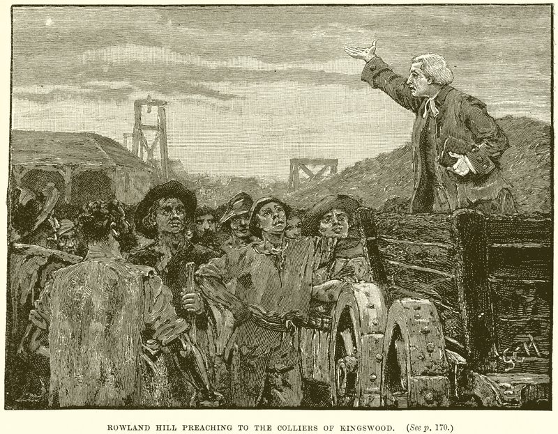 Rowland Hill predigt den Bergleuten von Kingswood von English School