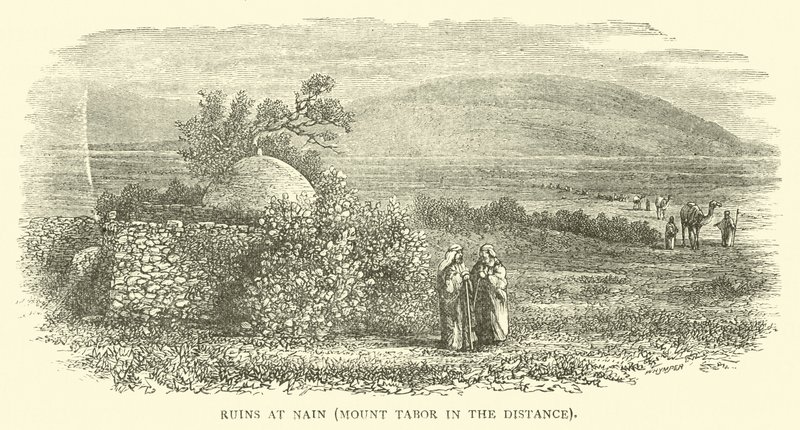 Ruinen bei Nain, Berg Tabor in der Ferne von English School