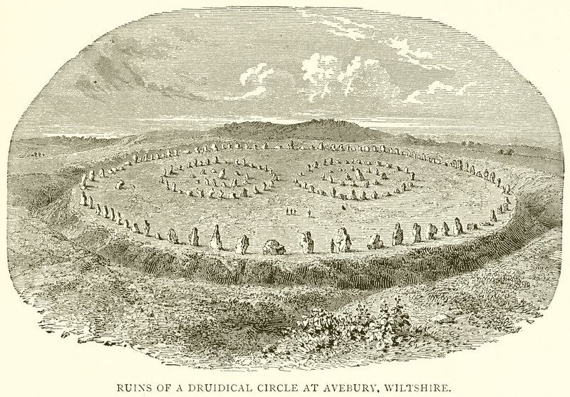 Ruinen eines druidischen Kreises in Avebury, Wiltshire von English School