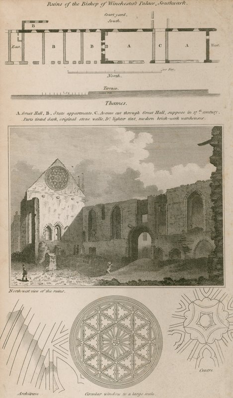 Ruinen des Palastes des Bischofs von Winchester, Southwark von English School