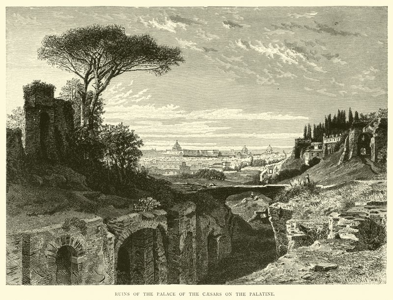 Ruinen des Palastes der Cäsaren auf dem Palatin von English School