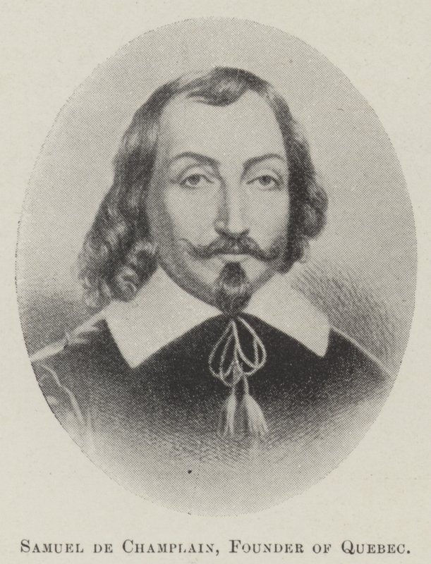 Samuel de Champlain, Gründer von Quebec (Lithografie) von English School