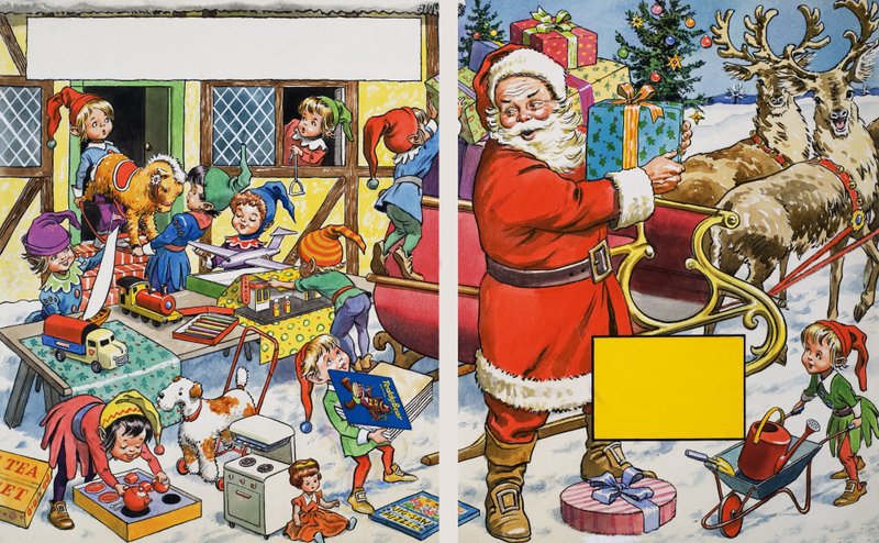 Weihnachtsmann organisiert Geschenke von English School